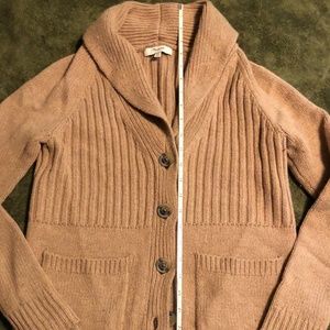 Madewell rolled neck sweater tan cardigan xs wool